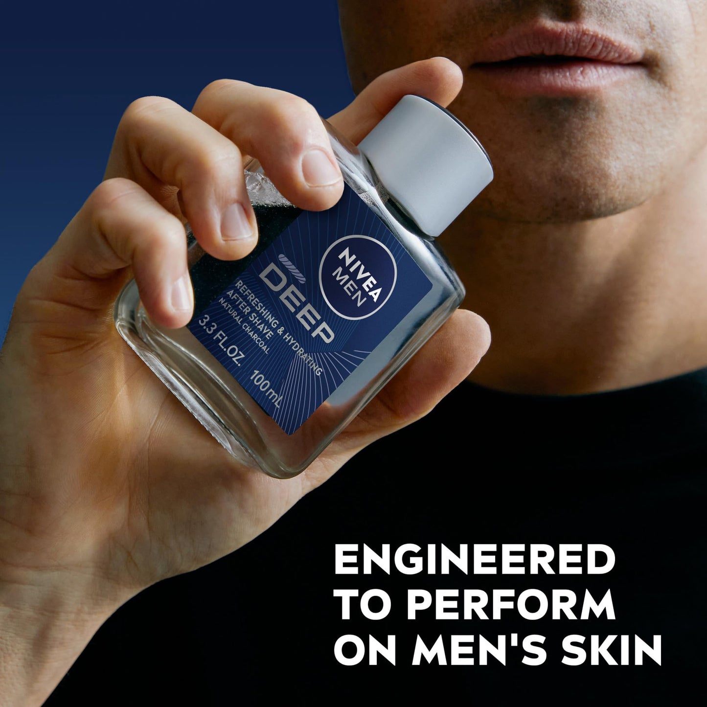 NIVEA Men DEEP Refreshing and Hydrating After Shave with Natural Charcoal, Aftershave Lotion for Men Soothes Shave Irritation, Vanilla and Bourbon