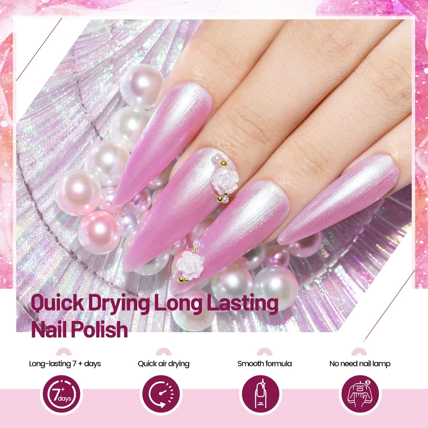 OpenLive 10ml 6 Colors Red Glitter Nail Polish Set Glitter Rose Red Pink Deep Purple Series Nail Polish Gifts for Women Beauty and Personal Care OpenLive