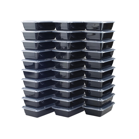 GoodCook Meal Prep Rectangle Single Compartment 30 units, Black, BPA Free