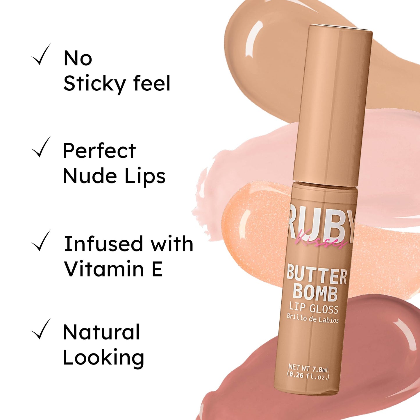 Ruby Kisses Butter Bomb Lip Gloss, High-Shine Non-Sticky Hydrating Plumping