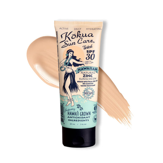 Kokua Sun Care Hawaiian Reef Safe SPF 30 | Zinc Oxide | Tinted Mineral for Face & Body | Sun Protection | Water Resistant | Chemical Free | Natural