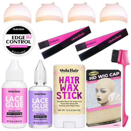 Dolahair Lace Wig Glue Kit - Waterproof Lace Front Adhesive for Wigs (Glue Kit-9pcs) Beauty & Personal Care Dolahair