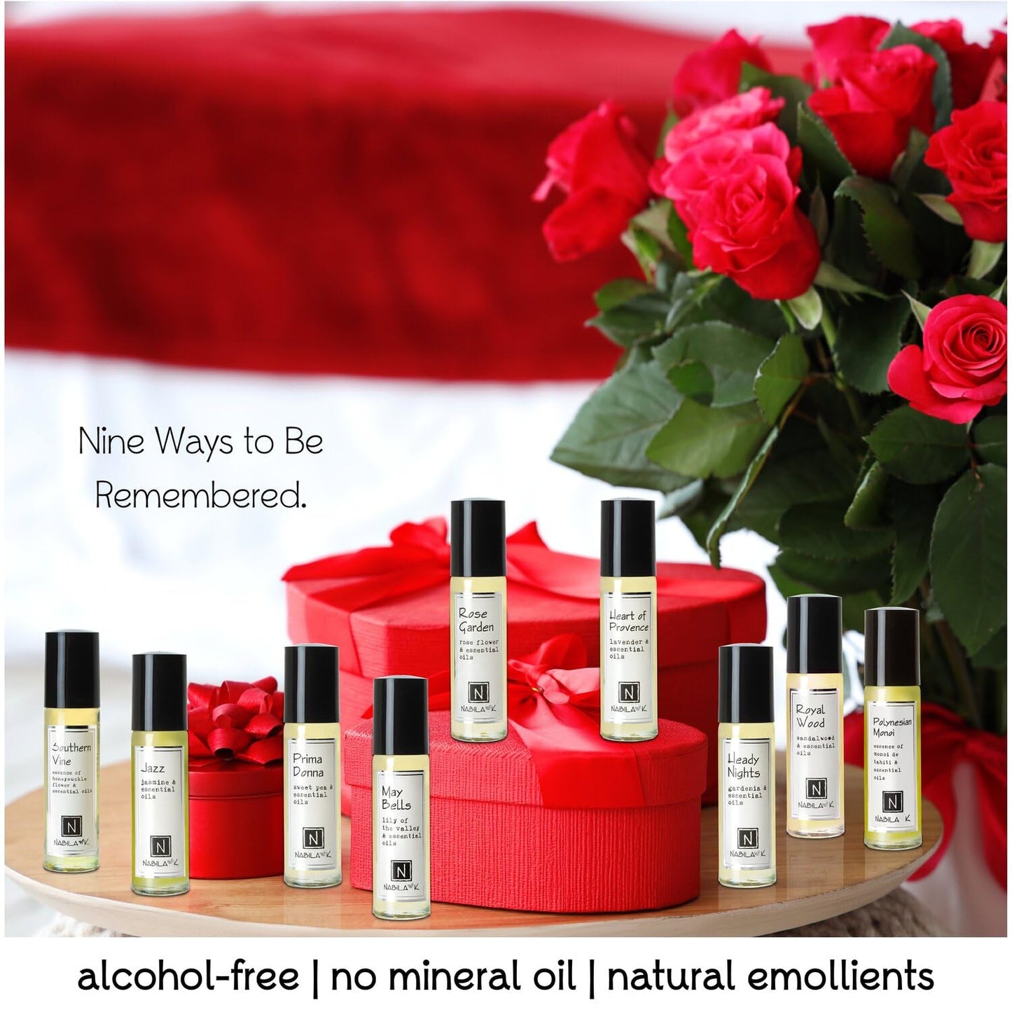 Nabila K Roll-On Perfume Oil Set of 9 with Essential Oils for Women | Alcohol-Free, Organic, Long-Lasting Fragrance | Travel Size, TSA Approved | 0.33 Beauty & Personal Care Nabila K
