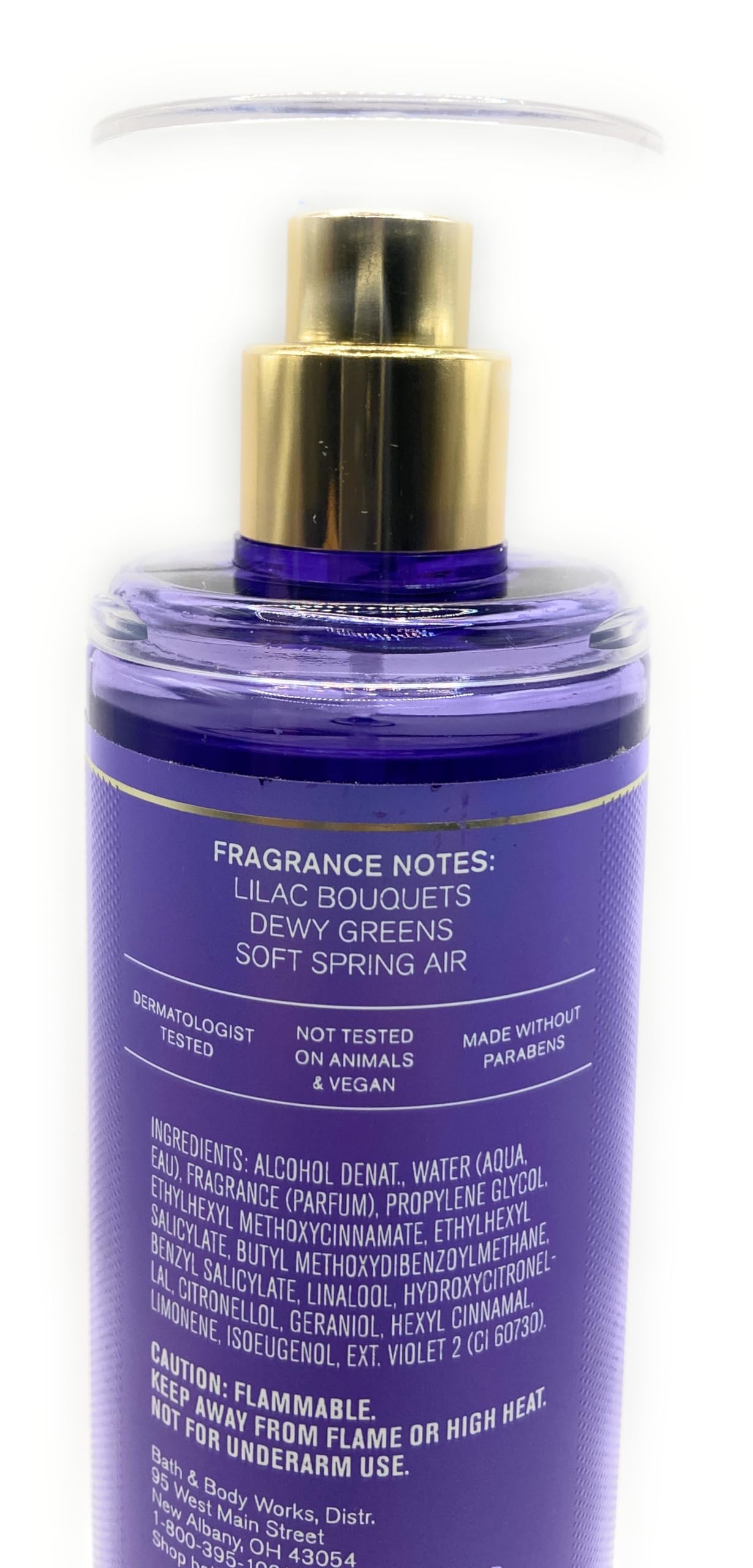 Bath and Body Works Fresh Cut Lilacs Fine Fragrance Mist 8 Fluid Ounce Body Spray Diamond Plate Decorative Bottle, Purple (2023 Limited Edition)