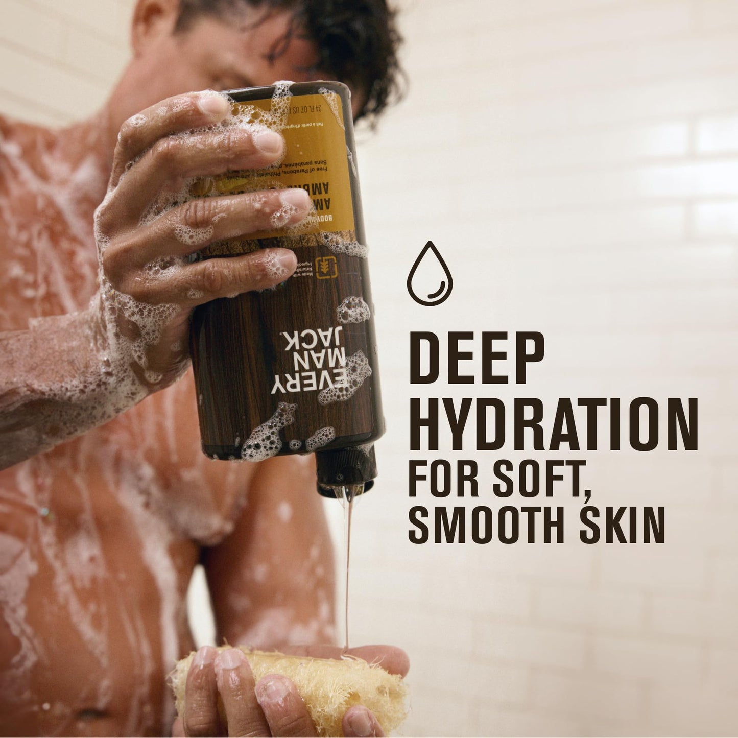 Every Man Jack Amber+Sandalwood Hydrating Mens Body Wash for All Skin Types-Cleanse, Nourish, and Hydrate Skin with Naturally Derived
