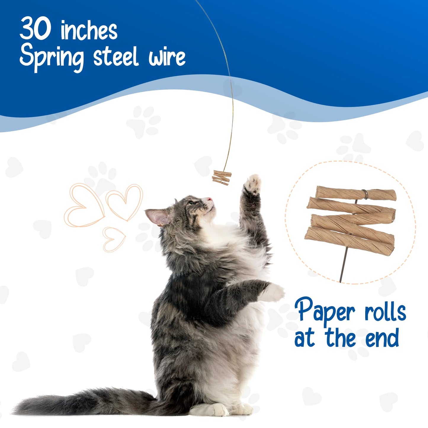 Cat Dancer Interactive Cat Toy – 2 Pack Fun & Fitness Toy with 30" Flexible Spring Steel Wire and Paper Roll for Playful Cats