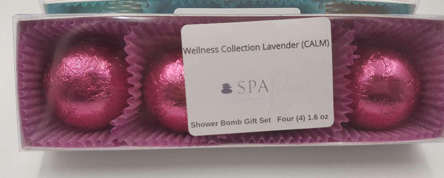 Spa Pure Lavender Shower Bombs: Calm Burst (4-Pack) Aromatherapy Fizzing Shower Bombs, rejuvenating, Relaxing