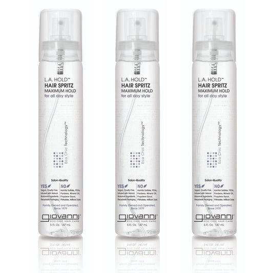 GIOVANNI L.A. Hold Hair Spritz - Maximum Hold Styling Spray, Lightweight, Lauryl & Laureth Sulfate Free - 5 oz (Pack of 3)