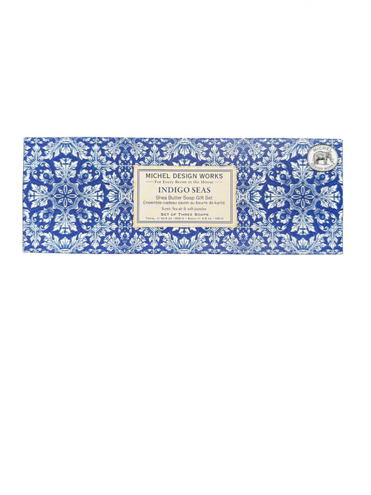 Michel Design Works Triple Shea Butter Soap Gift Set (3 Bars) (Indigo Seas)