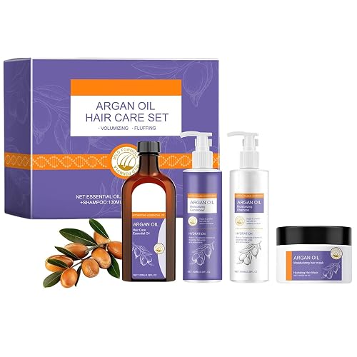 Argan Oil Hair Care Set, Argan Oil Shampoo and Conditioner Set Volumizing Hair Care Make Hair Soft & Shiny Deep Moisturizer Frizz Control Include