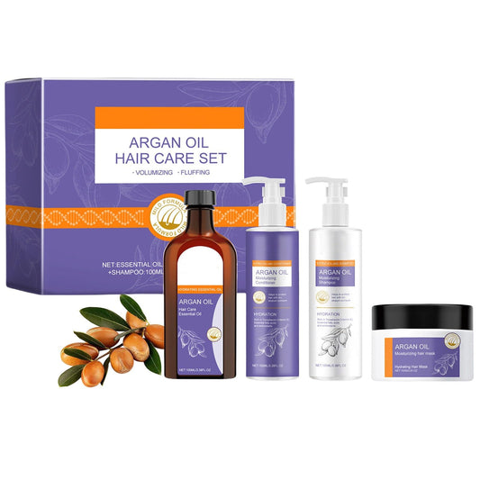 Argan Oil Hair Care Set, Argan Oil Shampoo and Conditioner Set Volumizing Hair Care Make Hair Soft & Shiny Deep Moisturizer Frizz Control Include