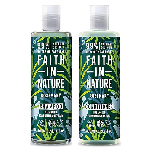 Faith In Nature Shampoo 400ml & Conditioner 400ml Duo | Vegan | Cruelty Free | 99% Natural Fragrance | Free From SLS or Parabens (Rosemary)