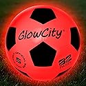 GlowCity Glow in The Dark Soccer Ball | Light Up Indoor/Outdoor Soccer Ball with 2 LED Lights | Pre-Installed Batteries | Fun Gift for Teens