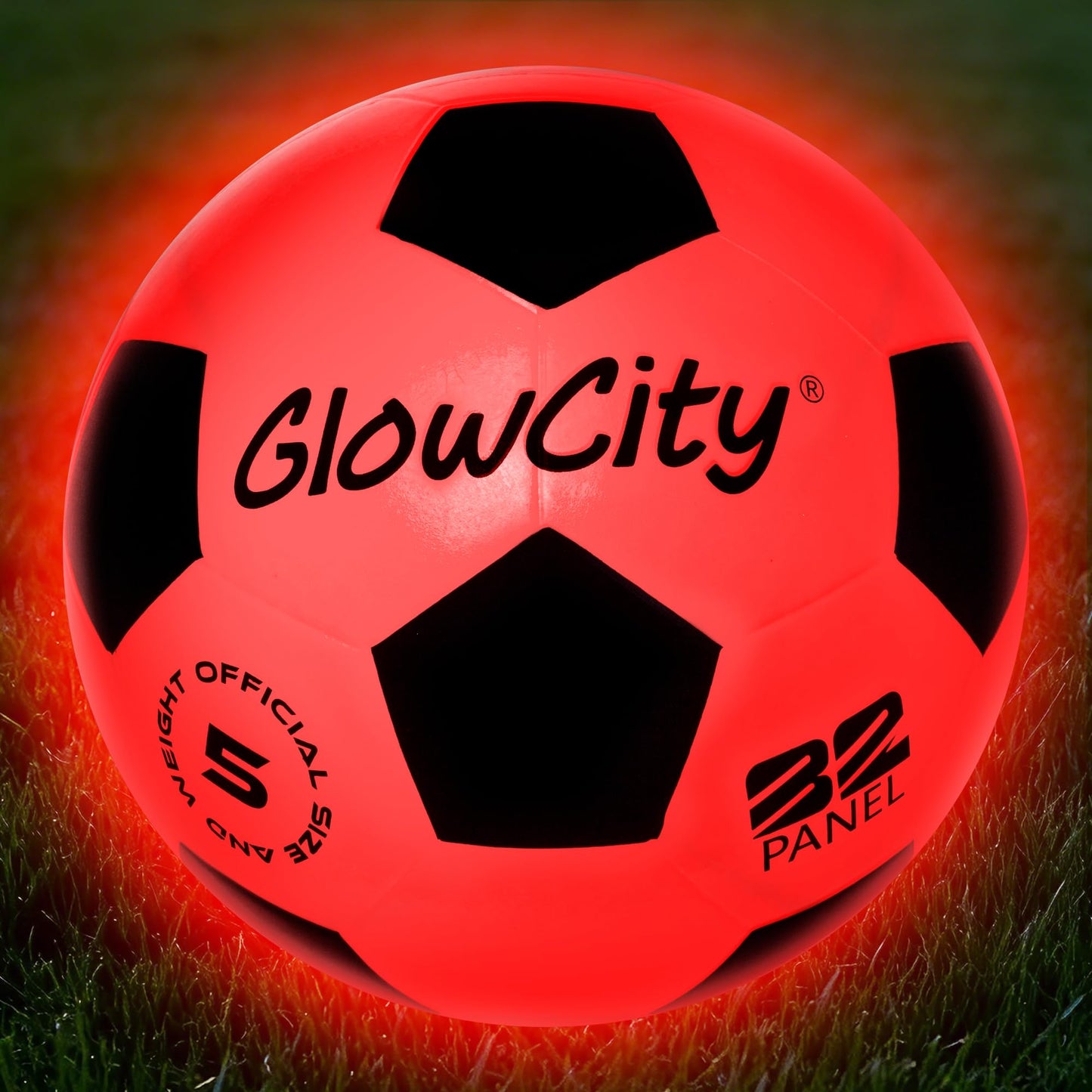 GlowCity Glow in The Dark Soccer Ball | Light Up Indoor/Outdoor Soccer Ball with 2 LED Lights | Pre-Installed Batteries | Fun Gift for Teens