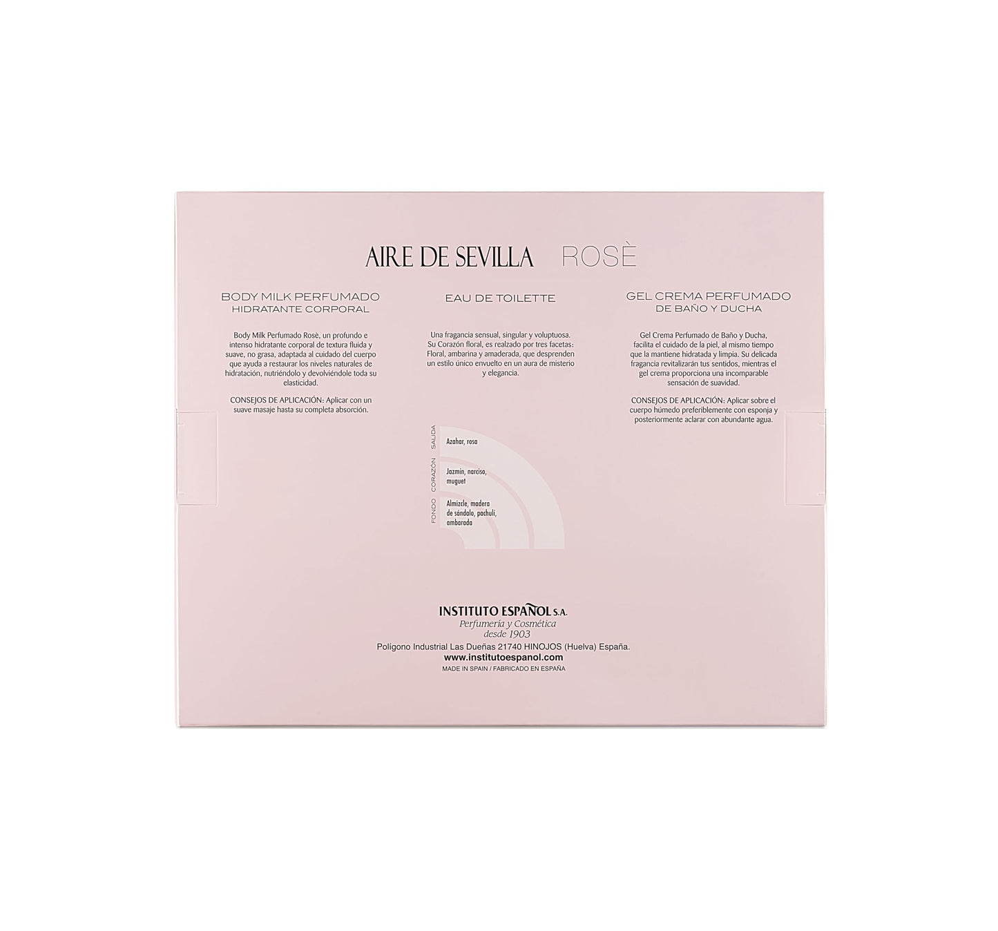 Instituto Español Aire de Sevilla Rose Gift Set for Women, Travel Size Eau de Toilette, Body Gel & Body Lotion (100 ml / 3.4 fl oz Each)