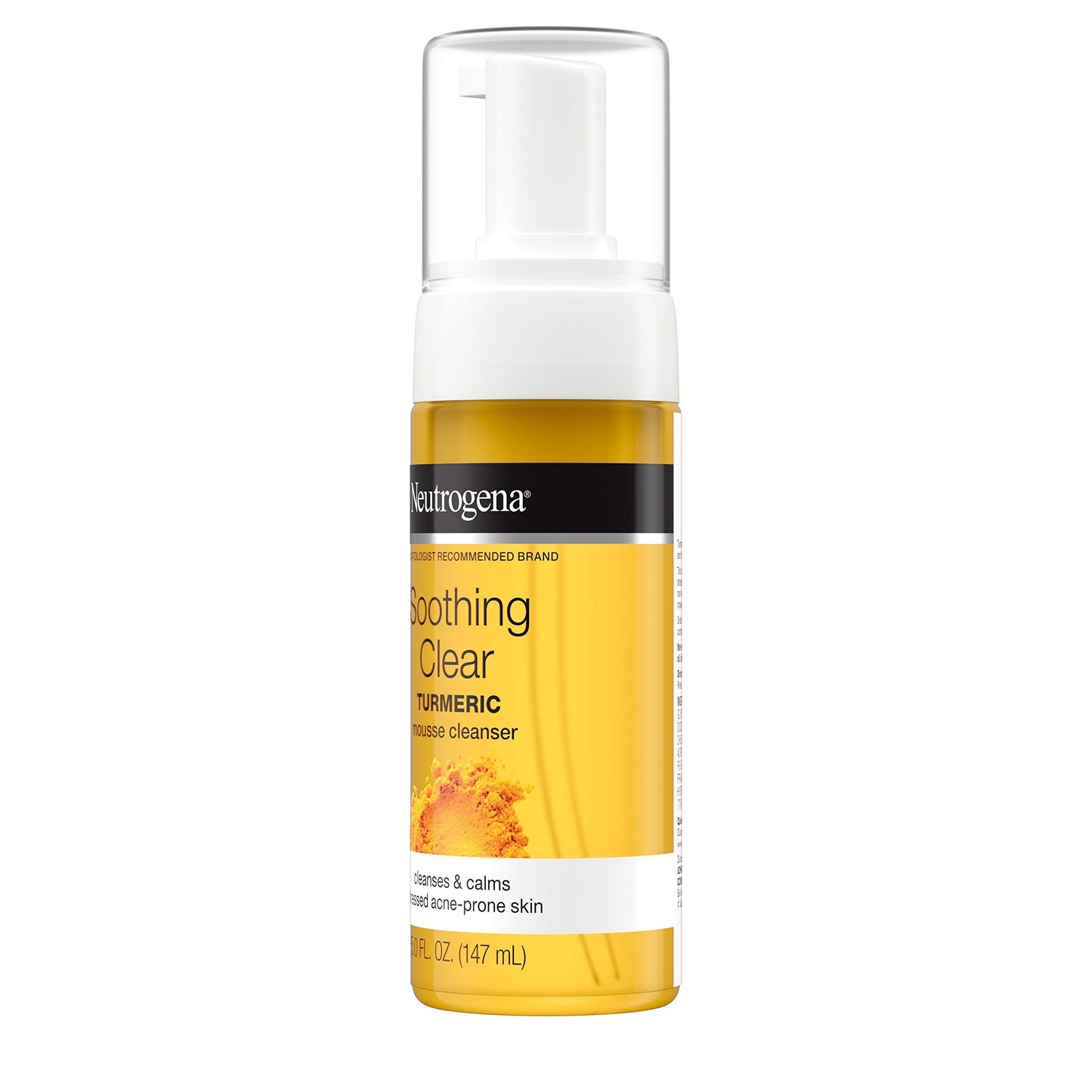 Neutrogena Soothing Clear Calming Mousse Facial Cleanser with Soothing & Calming Turmeric, Gentle Face Wash for Acne-Prone Skin, Paraben-Free