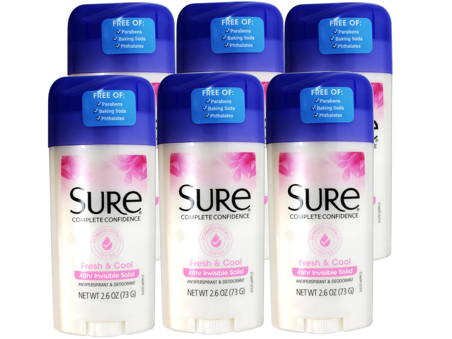 Sure Antiperspirant Deodorant, Solid, Fresh and Cool, 2.6 oz, (6 Pack) Beauty and Personal Care Sure