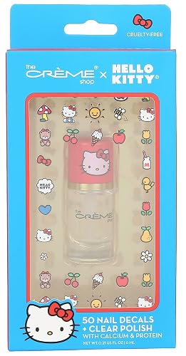 The Crème Shop 50 Nail Decals +Clear Polish with Calcium & Protein Hello Kitty Beauty & Personal Care The Crème Shop