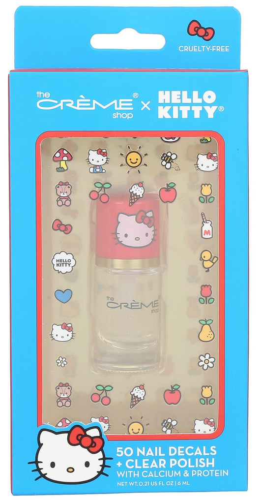 The Crème Shop 50 Nail Decals +Clear Polish with Calcium & Protein Hello Kitty Beauty & Personal Care The Crème Shop