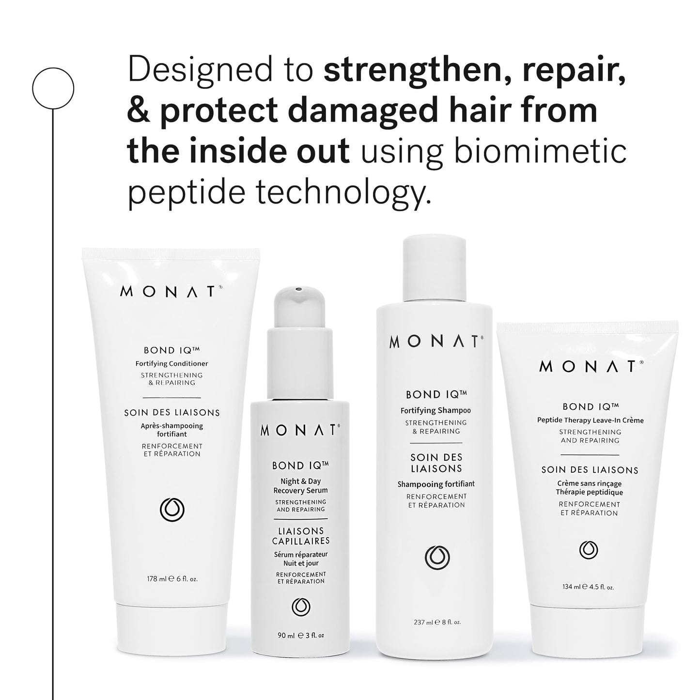 MONAT BOND IQ System - Complete Strengthening & Restorative Hair Care Set with Fortifying Shampoo Conditioner, Recovery Serum & Leave-In Cream