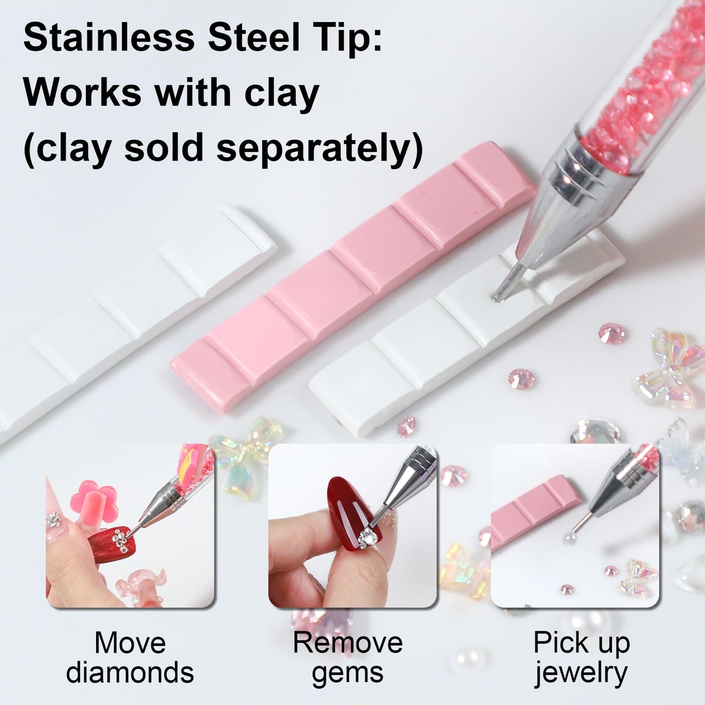 OIFEN Rhinestone Picker Tool,2 Wax Pencil for Rhinestones, Dual-Ended Rhinestone Applicator Wax Pen Gem Picker Tool with 6 Extra Wax Tips and 2 Beauty and Personal Care OIFEN