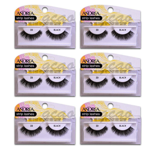 Andrea Strip Lashes, Black [33] 1 pair (Pack of 6)