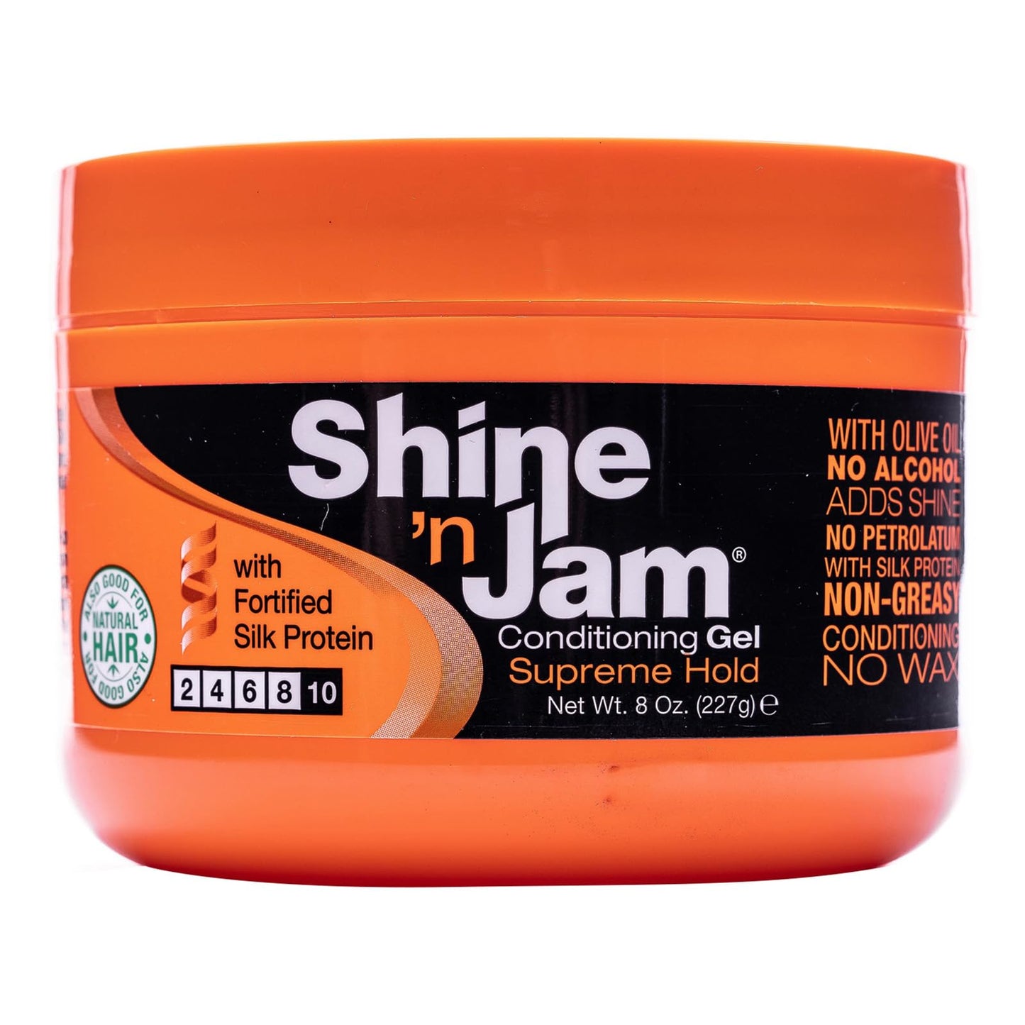 Ampro Shine-n-Jam Supreme Hold - Conditions Hair with Olive Oil and Silk Protein - Great for Smoothing Fringe, Ponytails, and Up-dos - Firms Tresses