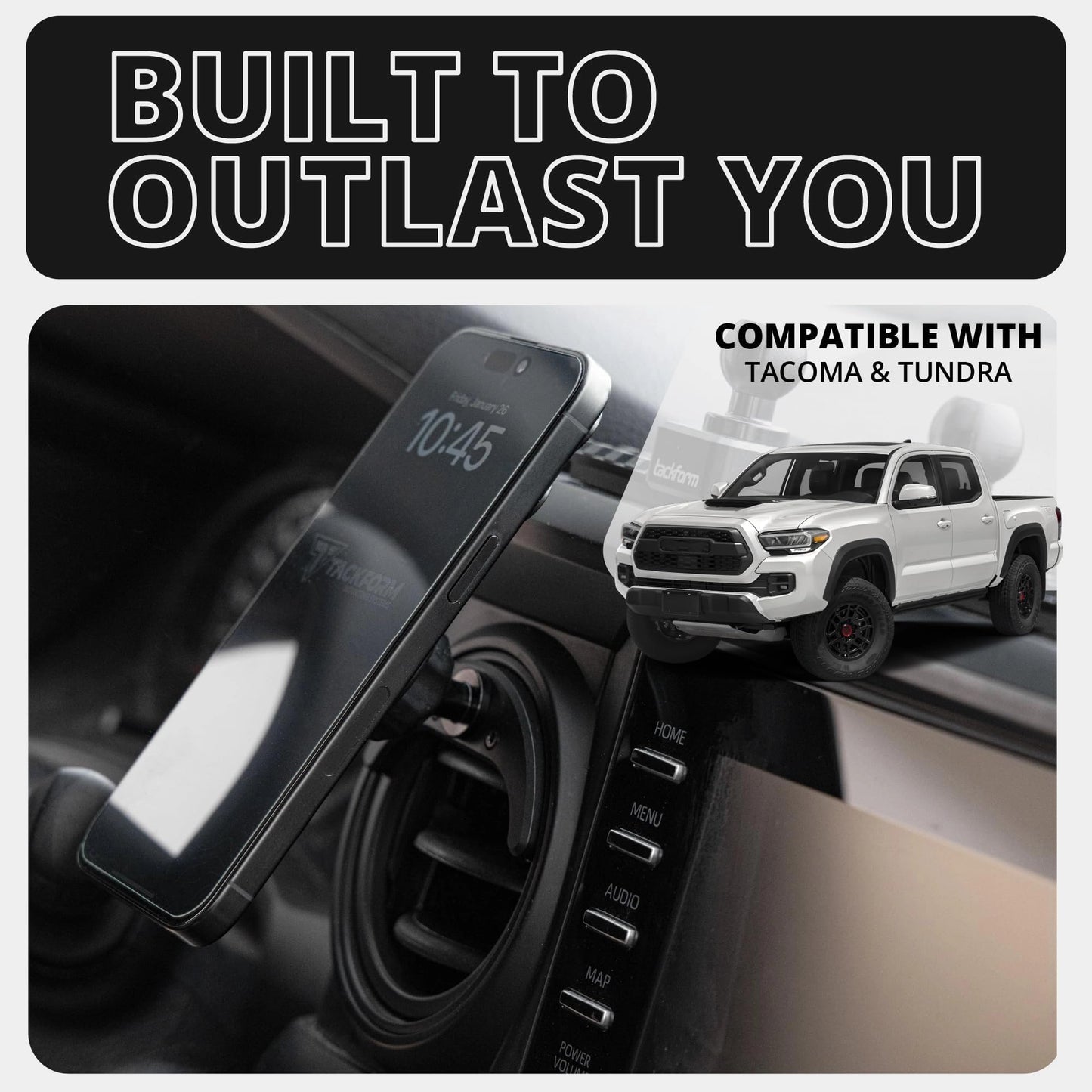 Tackform Link Vent Mount Universal Magnetic Phone Holder Compatible with 2016-2023 Toyota Tacoma and 2014-2021 Toyota Tundra | Billet Aluminum Base…
