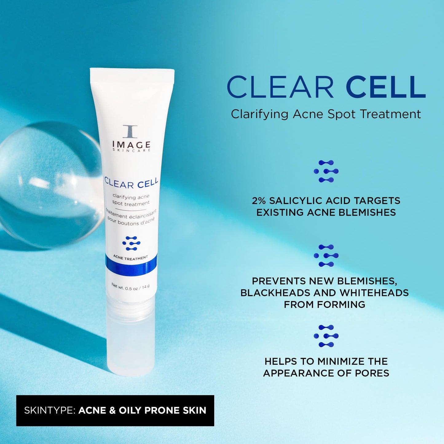 IMAGE Skincare, CLEAR CELL Clarifying Acne Spot Treatment, with Salicylic Acid, Targets Existing Acne Blemishes while Preventing New Blemishes from