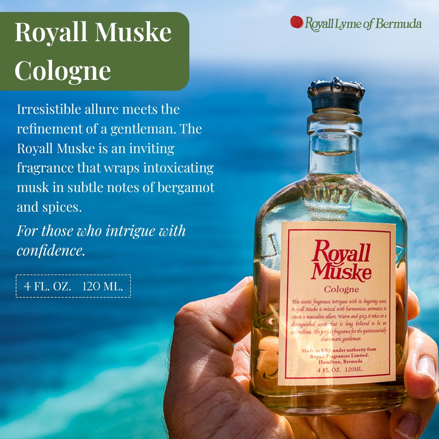 Royall Muske Cologne, Classic Aftershave Scent for Men with Bay Rum, Royal Lyme Fine Perfume, Fragrance Gift, Masculine Grooming Spray, Timeless Men’s