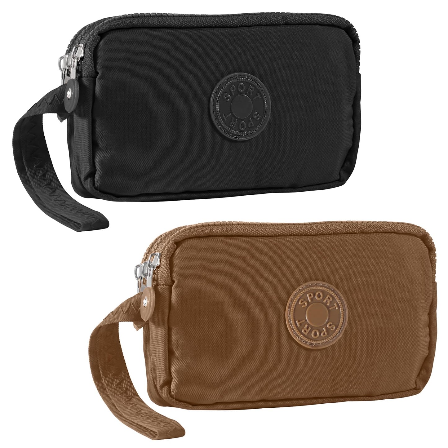 D-FLIFE Large Capacity Wristlet Wallet - Women 3 Layers Zipper Oxford Cloth Waterproof Handbag Purse (black+khaki)