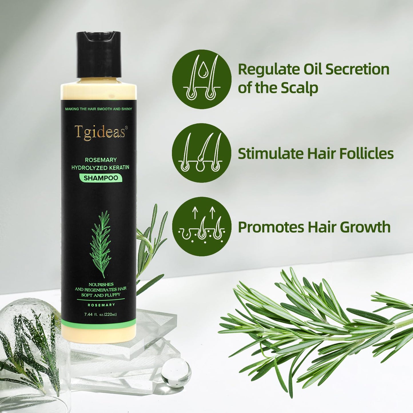 Tgideas Rosemary & Biotin Shampoo for Thinning Hair, Volumizing Shampoo for Fuller, Thicker Hair, Strengthening & Nourishing Formula with Root Lift Beauty and Personal Care Tgideas