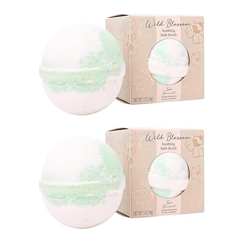 Cait + Co Soothing Bath Bomb Giftable, 7 Ounce Essential Oil, Green Tea and Cucumber Scent, Spa Revival