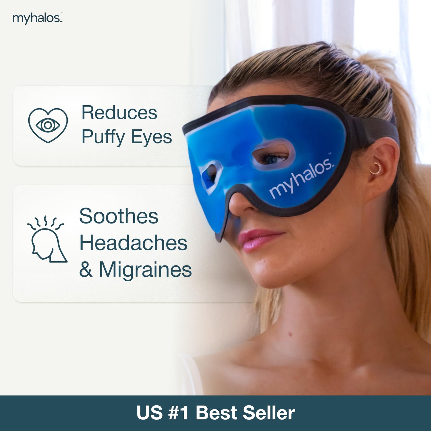 Cooling Eye Mask - Reusable Gel Eye Mask Cold Pack - Our Ice Eye Mask Soothes Puffy Eyes & Dark Circles - Relieve Your Headaches & Sinus Pain Beauty and Personal Care myhalos