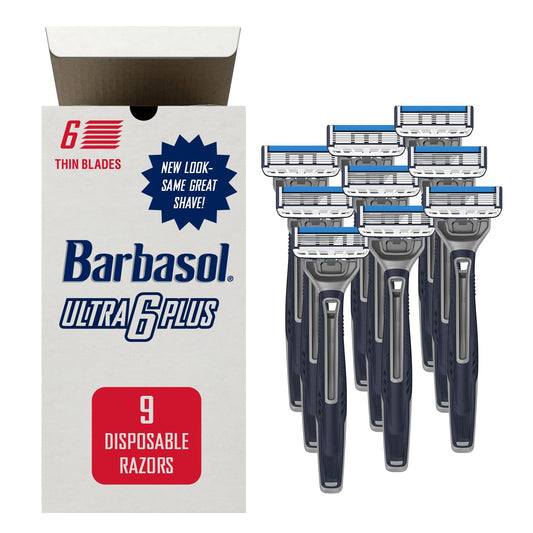 Barbasol Ultra 6 Plus Value Pack - Premium 6-Blade Disposable Razors - Disposable Shaving Razor Bundle - Close Shave Technology, UltraTrimmer 7th Beauty and Personal Care Barbasol
