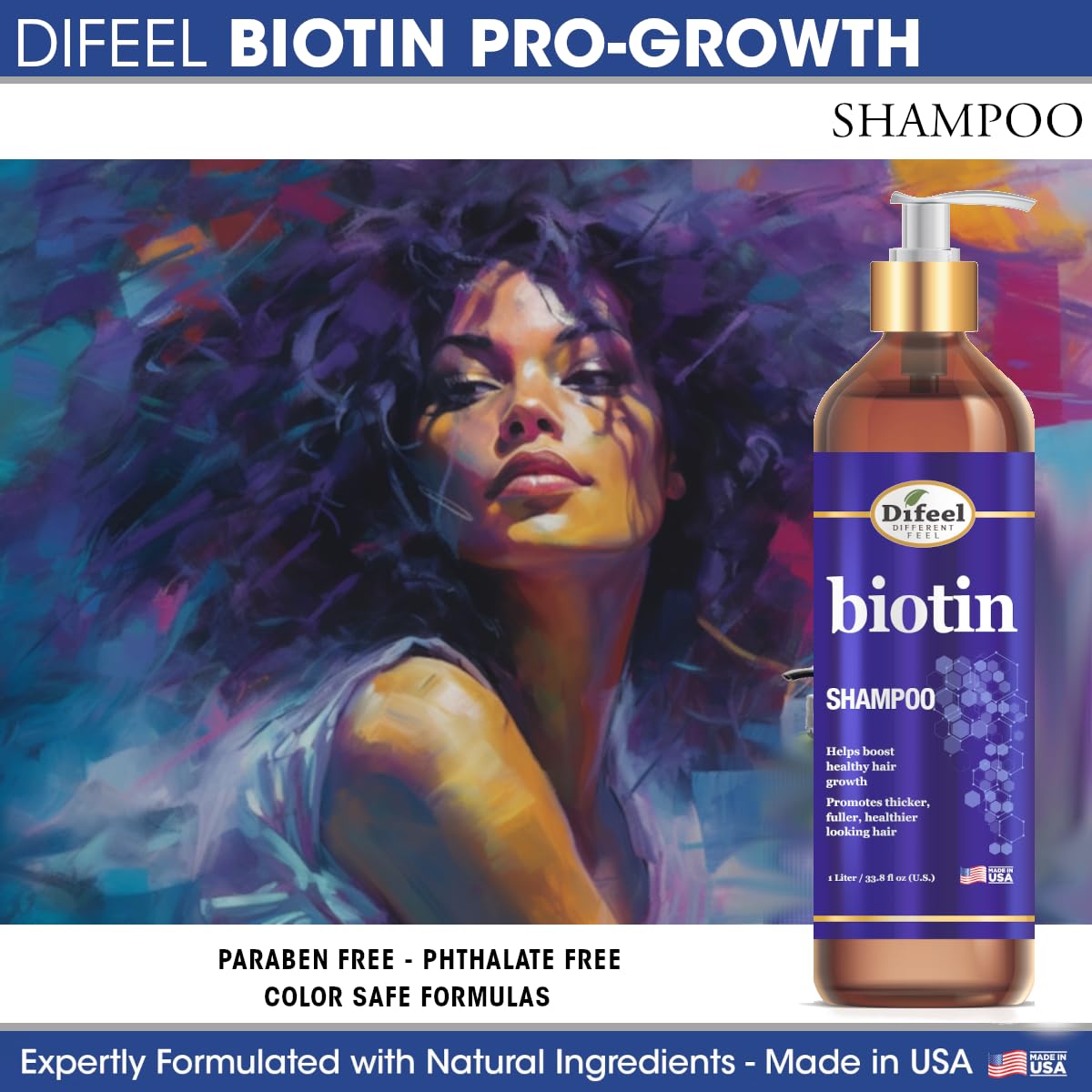 Difeel Elevated Biotin Shampoo & Conditioner LARGE 33.8oz 2-PC Gift Set - Shampoo and Conditioner for Thinning Hair and Hair Loss, Sulfate Free