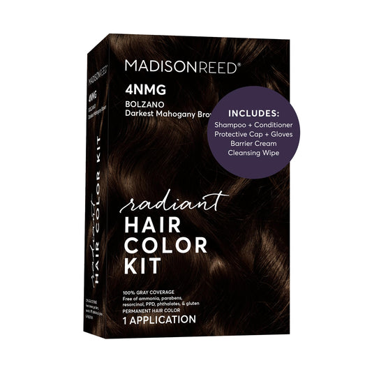 Madison Reed Radiant Hair Color Kit - 4NMG Darkest Chocolate Brown with Warm Mahogany Tones (Bolzano), Permanent Hair Dye, Superior Gray Coverage