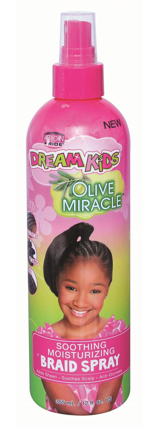 African Pride Dream Kids Olive Miracle Soothing Moisturizing Braid Spray 12 oz (Pack of 2)