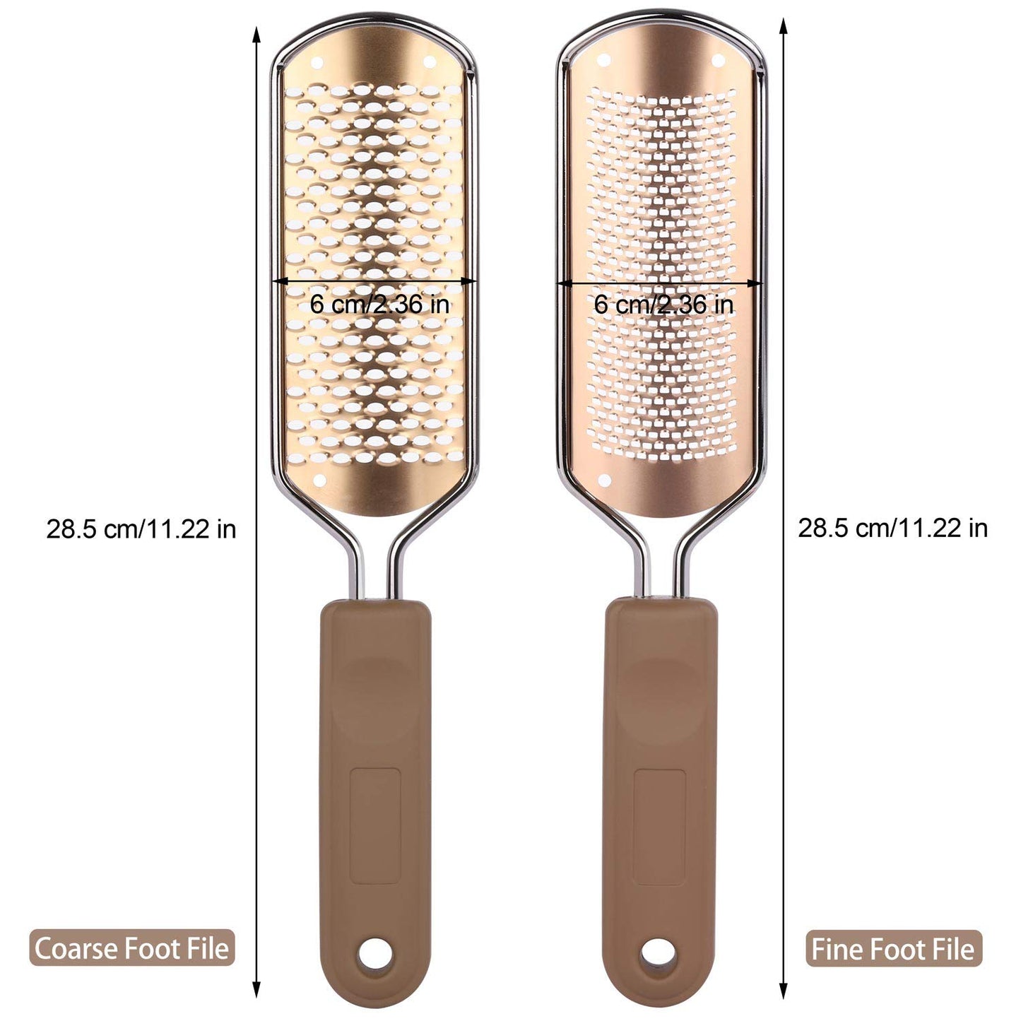 2 Pack Foot File & Rasp Callus Remover - Stainless Steel Coarse & Fine Scraper for Dry/Wet Feet, Professional Dead Skin Scrubber & Cracked Heel Care