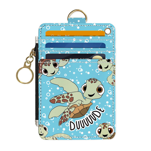 datoucat slim wallet credit card holder, sea turtles, rfid women cute small front pocket with zipper, pu leather thin travel blocking case id…