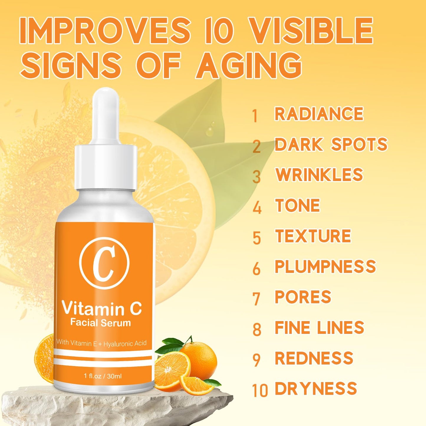 Vitamin C Serum for Face, 20% Vitamin C Brightening Serum with Hyaluronic Acid & Vitamin E, Anti-Aging, Brightening, Improve Dark Spot, Fine Lines
