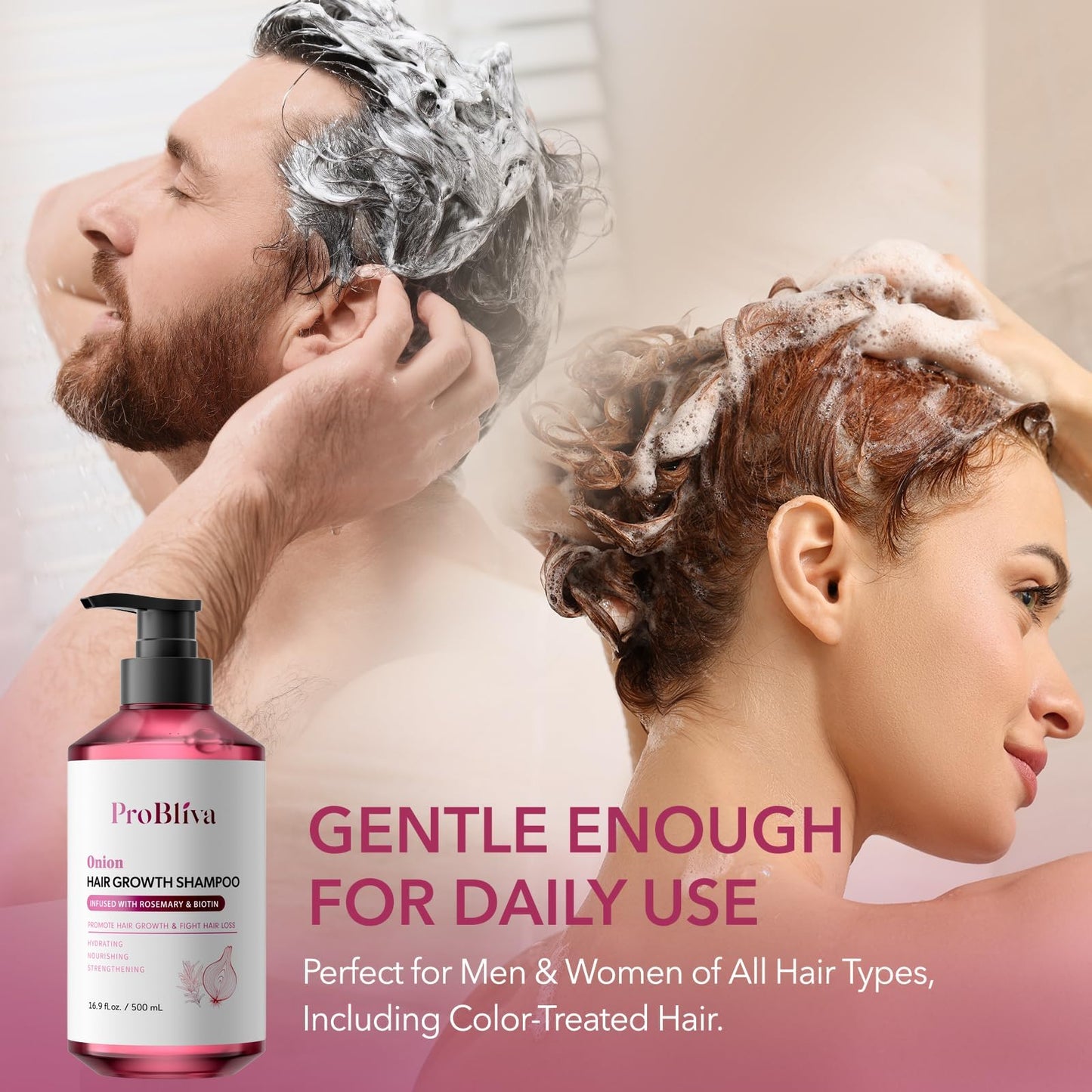 ProBliva Onion Shampoo for Hair Growth: Onion Hydrosol Shampoo with Biotin and Rosemary for Hair Loss and Thinning Hair - Promotes Healthier, Thicker