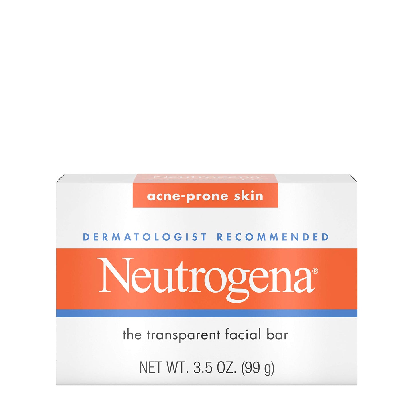 Neutrogena Facial Cleansing Bar Treatment for Acne-Prone Skin, Non-Medicated & Glycerin-Rich Hypoallergenic Formula with No Detergents or Dyes, 3.5 oz