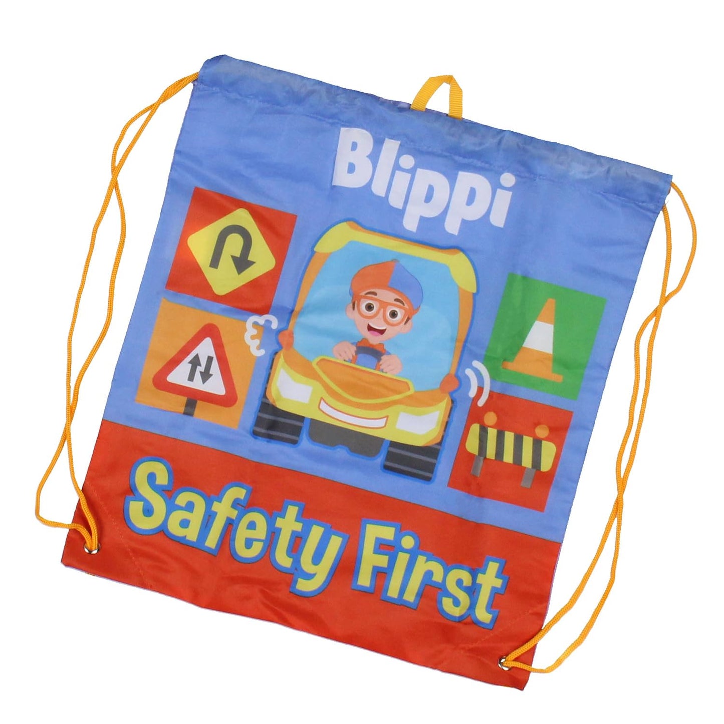 AI ACCESSORY INNOVATIONS Blippi Backpack Safety First Kids School Travel Backpack 5 Pc Set With Lunch Box, Drawstring Bag, Water Bottle, and Pencil Case