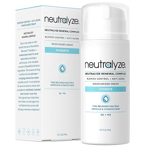 Neutralyze Acne Moisturizer for Face - Time-Release 2% Salicylic + 1% Mandelic Acid - Daily Lotion for Acne-Prone, Hormonal & Sensitive Skin