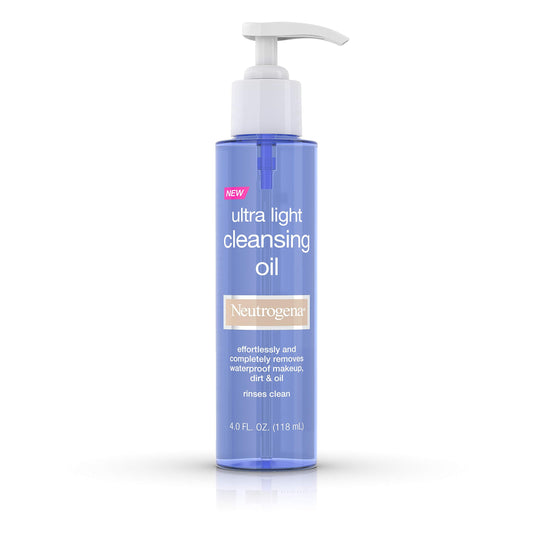 Neutrogena Ultra Light Facial Cleansing Oil & Makeup Remover, Non-Comedogenic Face Oil Cleanser to Remove Dirt, Oil, Makeup & Waterproof Mascara, 4