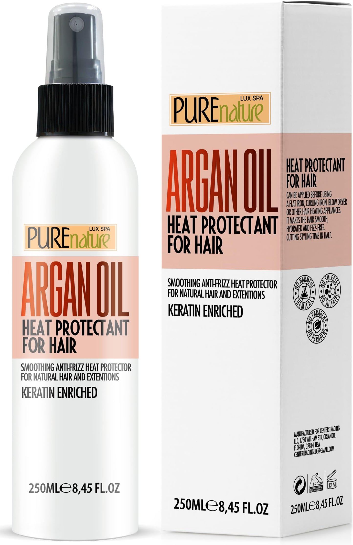Moroccan Argan Oil Heat Protectant Spray for Hair - Leave In Thermal Guard against Flat Iron, Straightener and Blow Dry Damage - Hydrating Anti Frizz