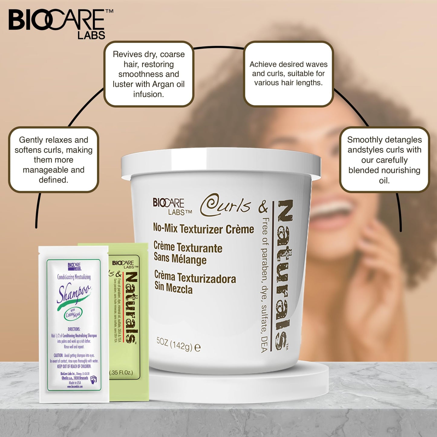 Curls & Naturals Hair & Curl Softener Kit With Moroccan Argan Oil | Natural Curl Patterns Nourishes & Moisturizes Hair Detangle, and Texturize, Curl