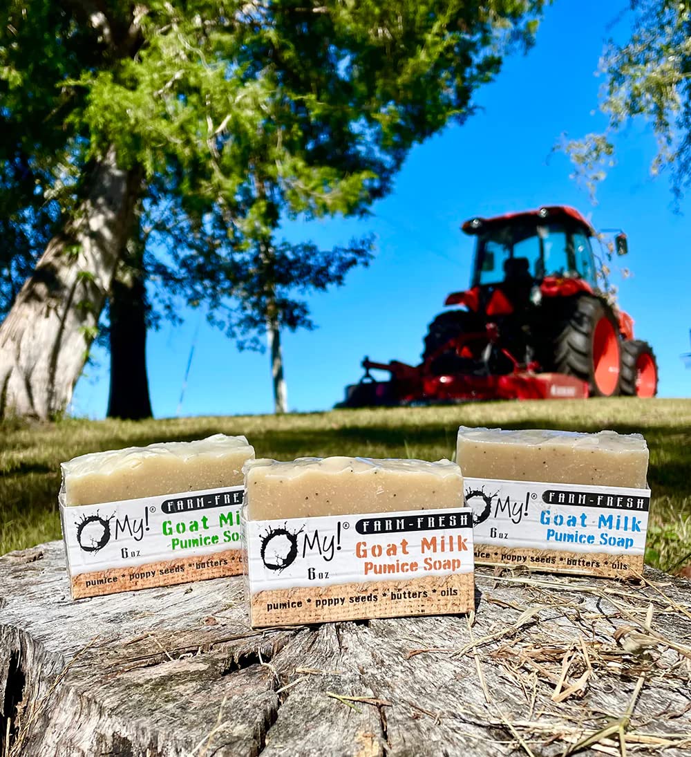 O My! Goat Milk Pumice Soap 6oz - Citrus | Made with Farm-Fresh Goat Milk | Pumice to Gently Cleanse | Gently Exfoliates | Paraben Free | Leaping