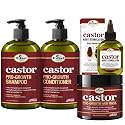 Difeel 4-PC Castor Pro-Growth Hair Growth: Cleansing & Growth Set - Includes 12 oz Shampoo, 12oz Conditioner, 12oz Hair Mask & 2.5oz Root Stimulator